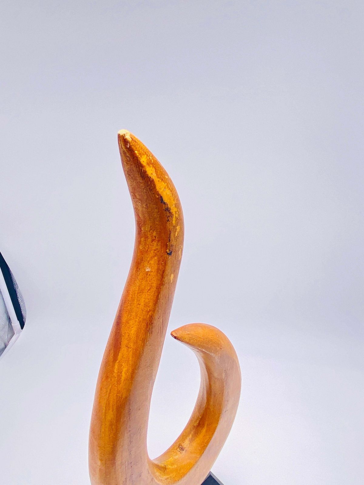 Abstract Wood Sculpture, Brown And Black Base, France 1970 photo Art