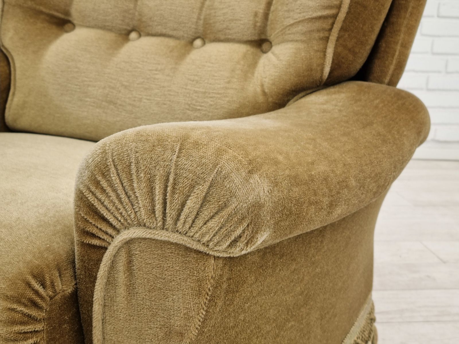 1970s, Danish Vintage Club Chair,  Original Velour Upholstery photo Furniture
