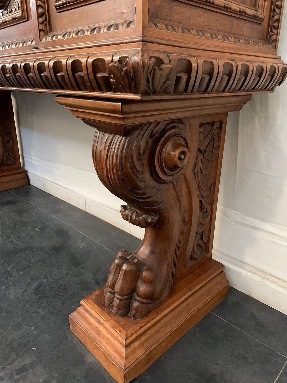 photo for sale Renaissance Style Carved Walnut Sideboard  Late 19th Century