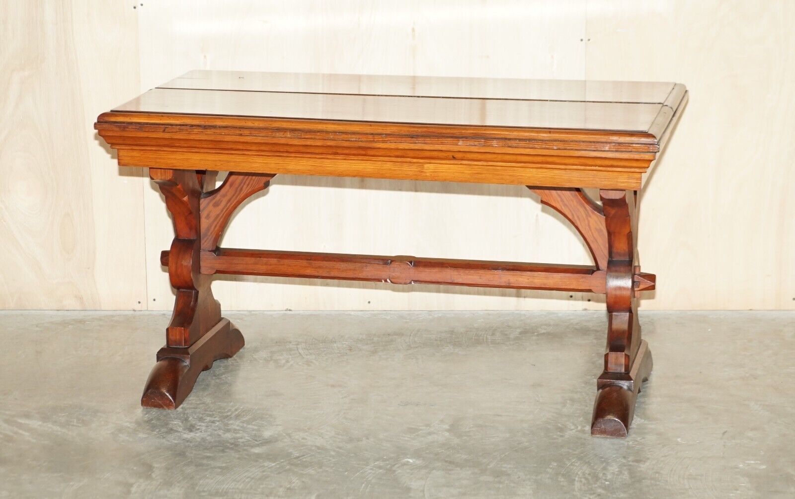 Antique Gothic Style English Oak Victorian Library Table Desk Dining Table