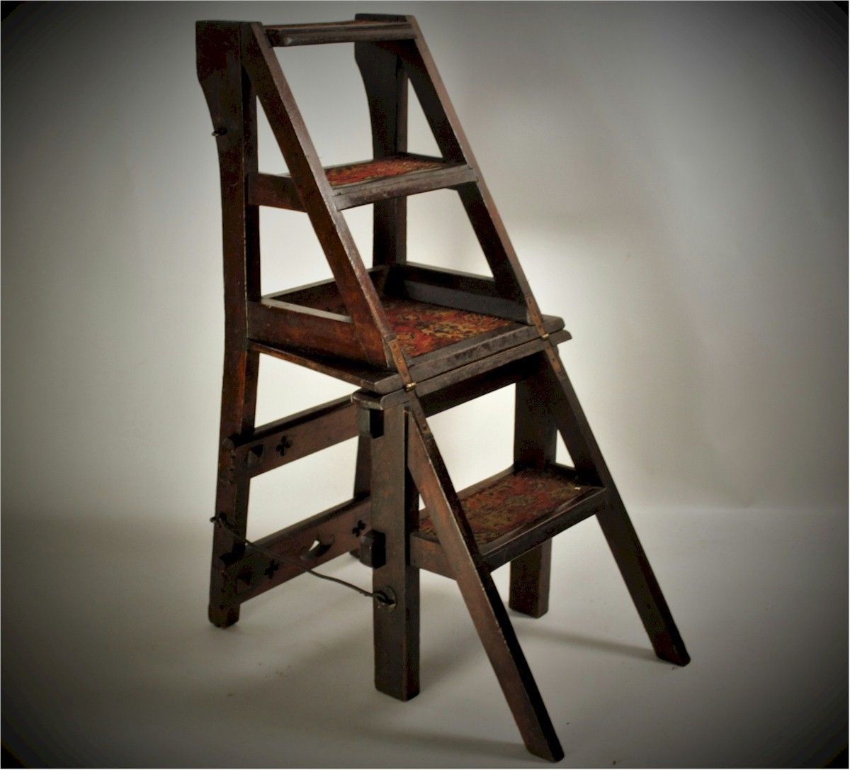 Antique Wooden Library Step Ladder | 448 | A. Tyner Antiques