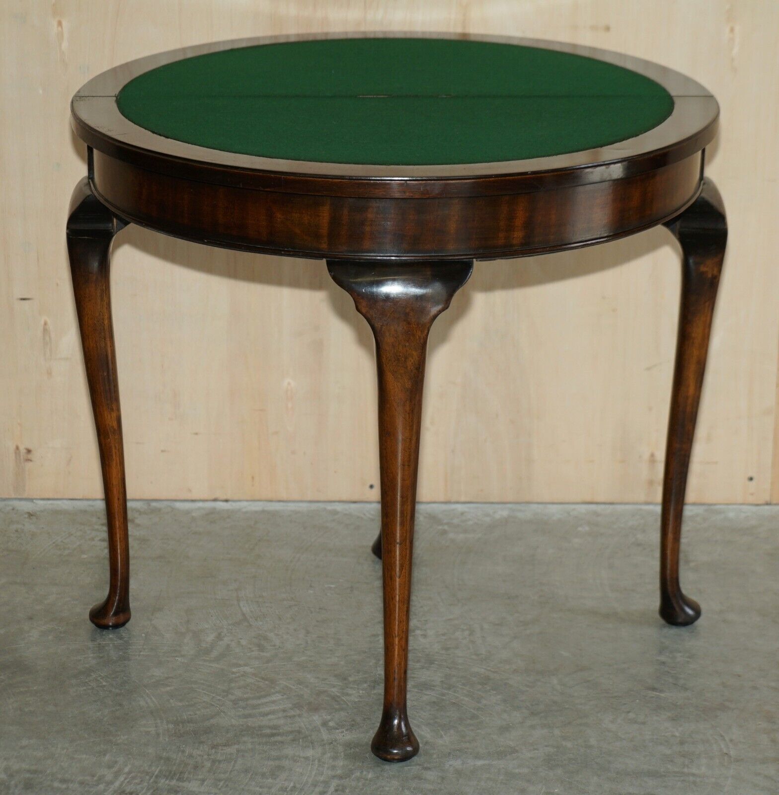photo for sale Fine Antique Mahogany Circa 1880 Console Games Demi Lune Card Table Unfolds