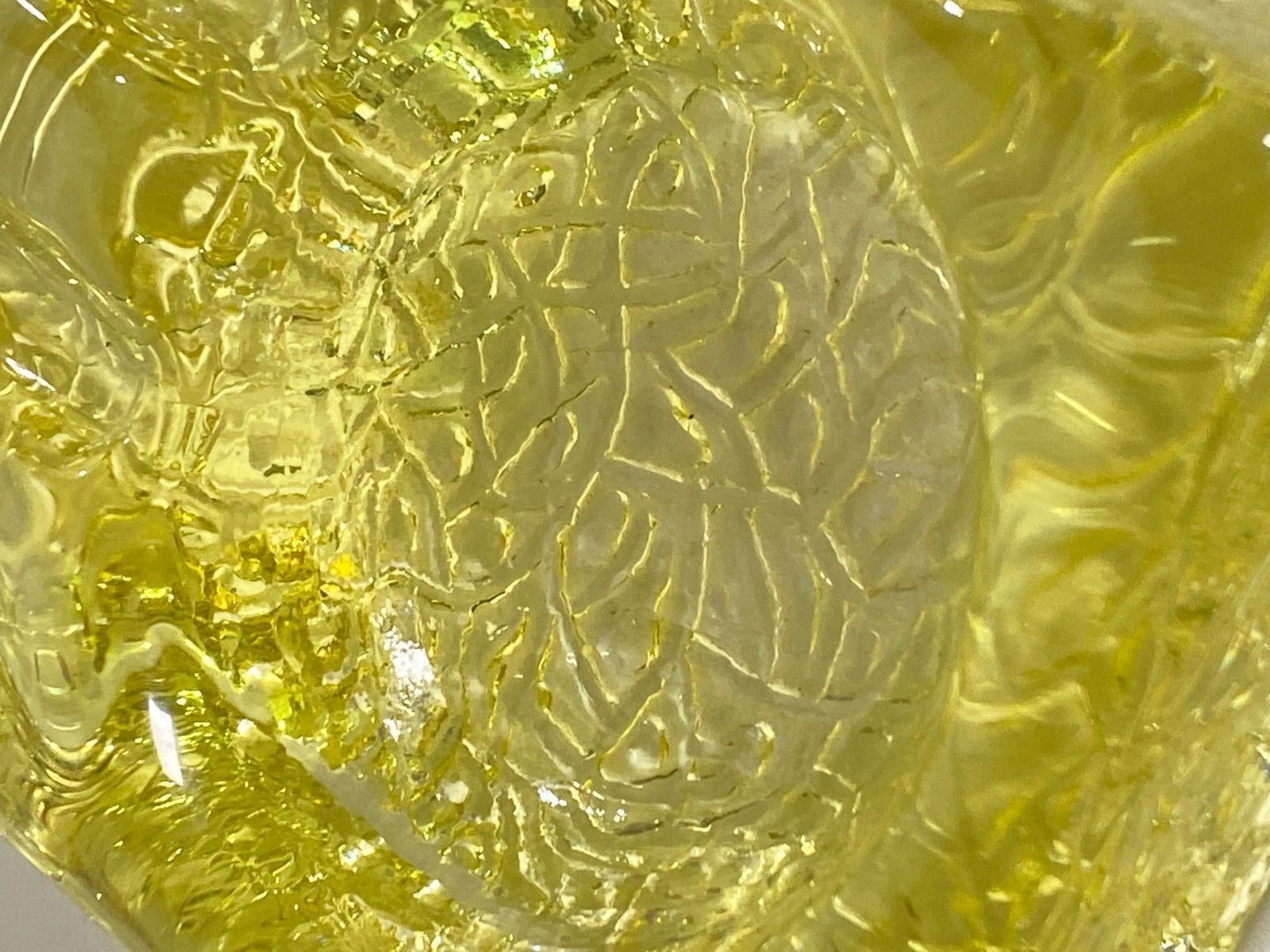 Yellow Bubled Glass Ashtray, Made In France In The 1970's photo Home Decor