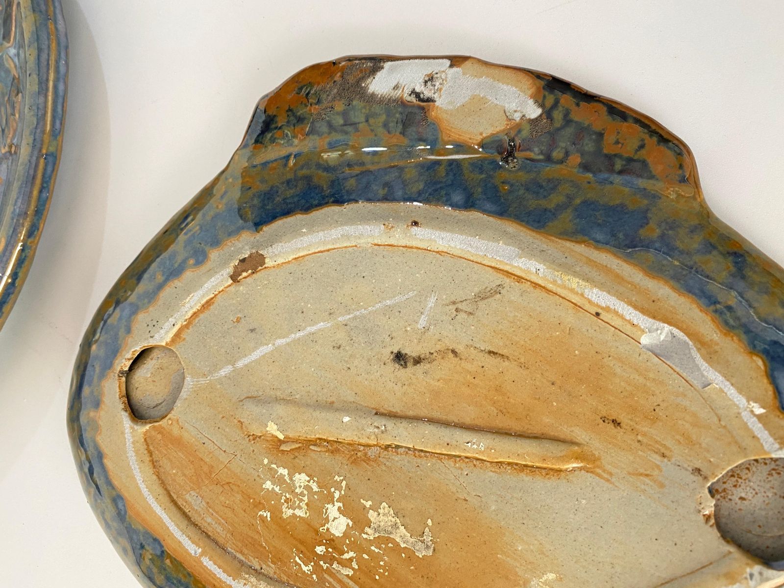 Pair Of Ceramic Platters Or Vide Poche, In Blue And Grey Color, From France 1960 photo vinterior
