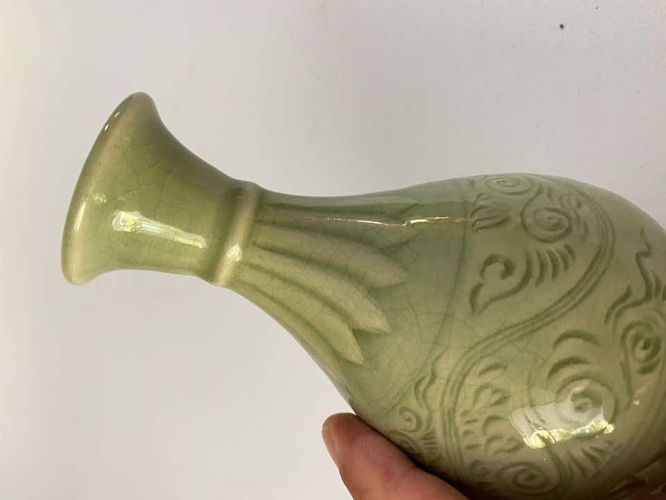 Celadon Vase In A Green Color Ceramic Mid 20th Century Made In China photo for sale