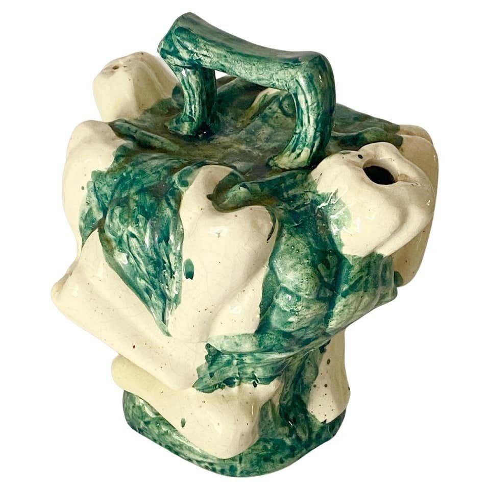 Rare And Large Majolica Ceramic Free Form And Brutalist Jug Or Pitcher 1960