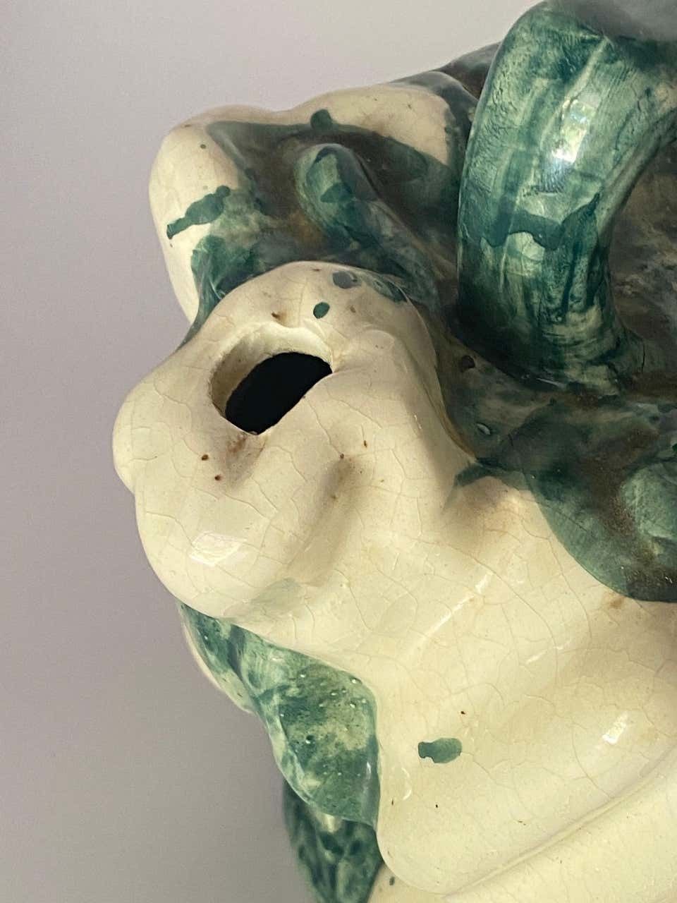 Rare And Large Majolica Ceramic Free Form And Brutalist Jug Or Pitcher 1960 photo vinterior