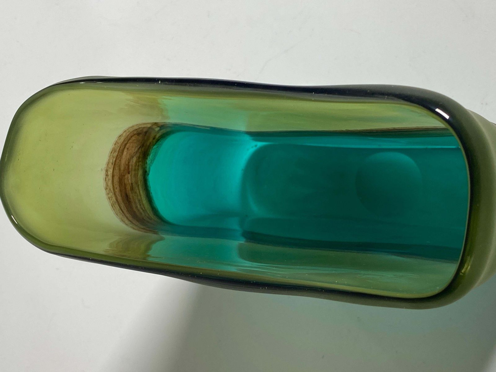 Italian Art Glass Vase Blue And Green Color Italy Circa 1970 photo 485.0