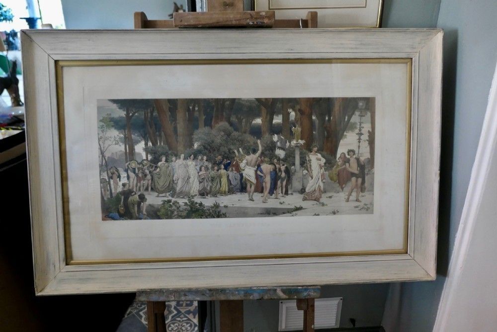 Large Victorian Framed Colour Print Of The Daphnephoria