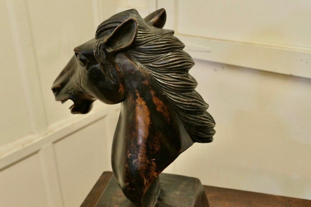 Large Carved Wooden Horse Head photo buy