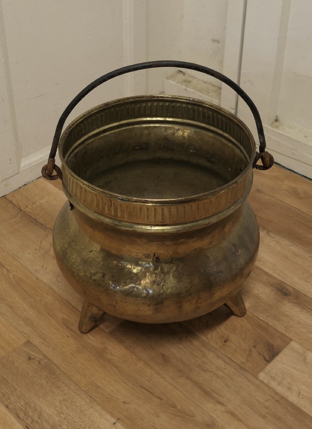 19th Century Pot Belly, Brass Coal Bucket On Feet photo furniture