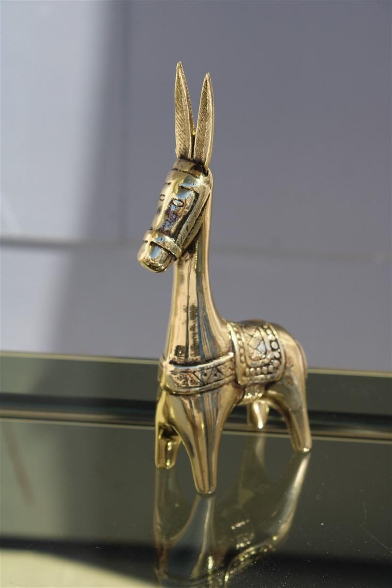 Donkey Sculpture In Solid Gold Brass Mid Century Italian Design, 1950s photo vinterior