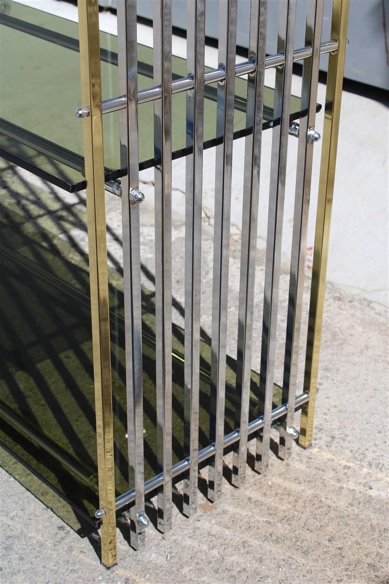 Romeo Rega 1970s Italian Shelf In Brass And Chrome Minimalist Glass Shelves photo 1943.0