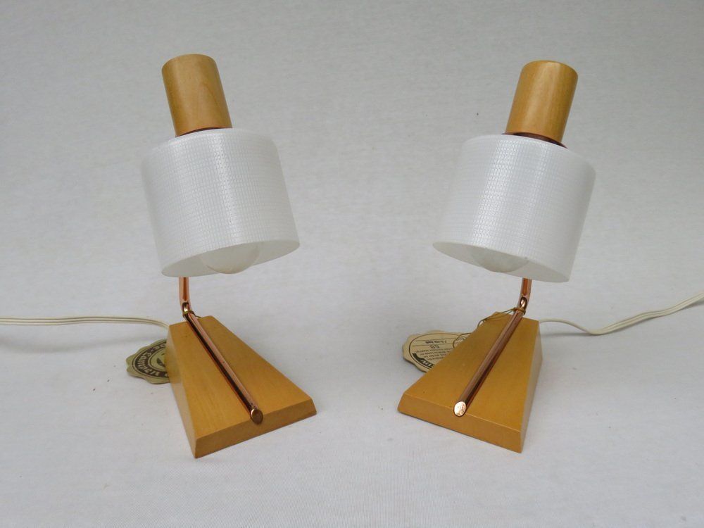 Bedside Table Lamps In Copper And Glass From Temde, 1960s, Set Of 2 photo for sale