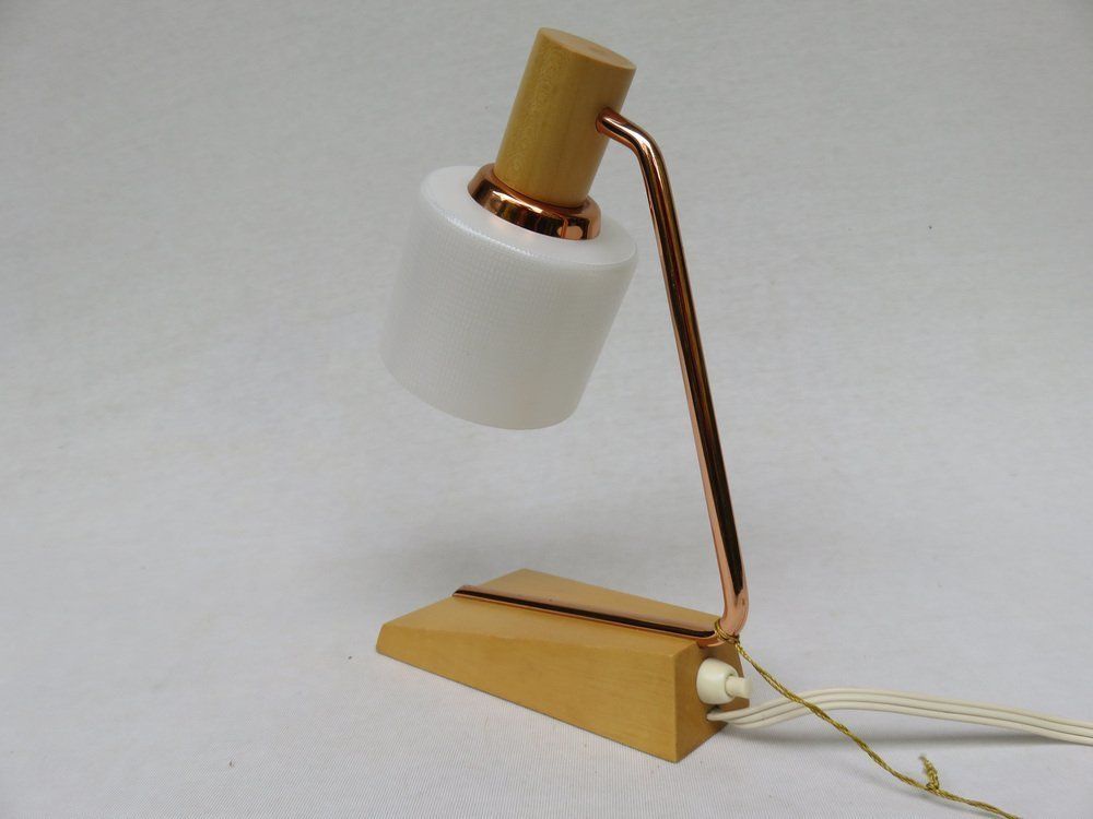 Bedside Table Lamps In Copper And Glass From Temde, 1960s, Set Of 2 photo vintage