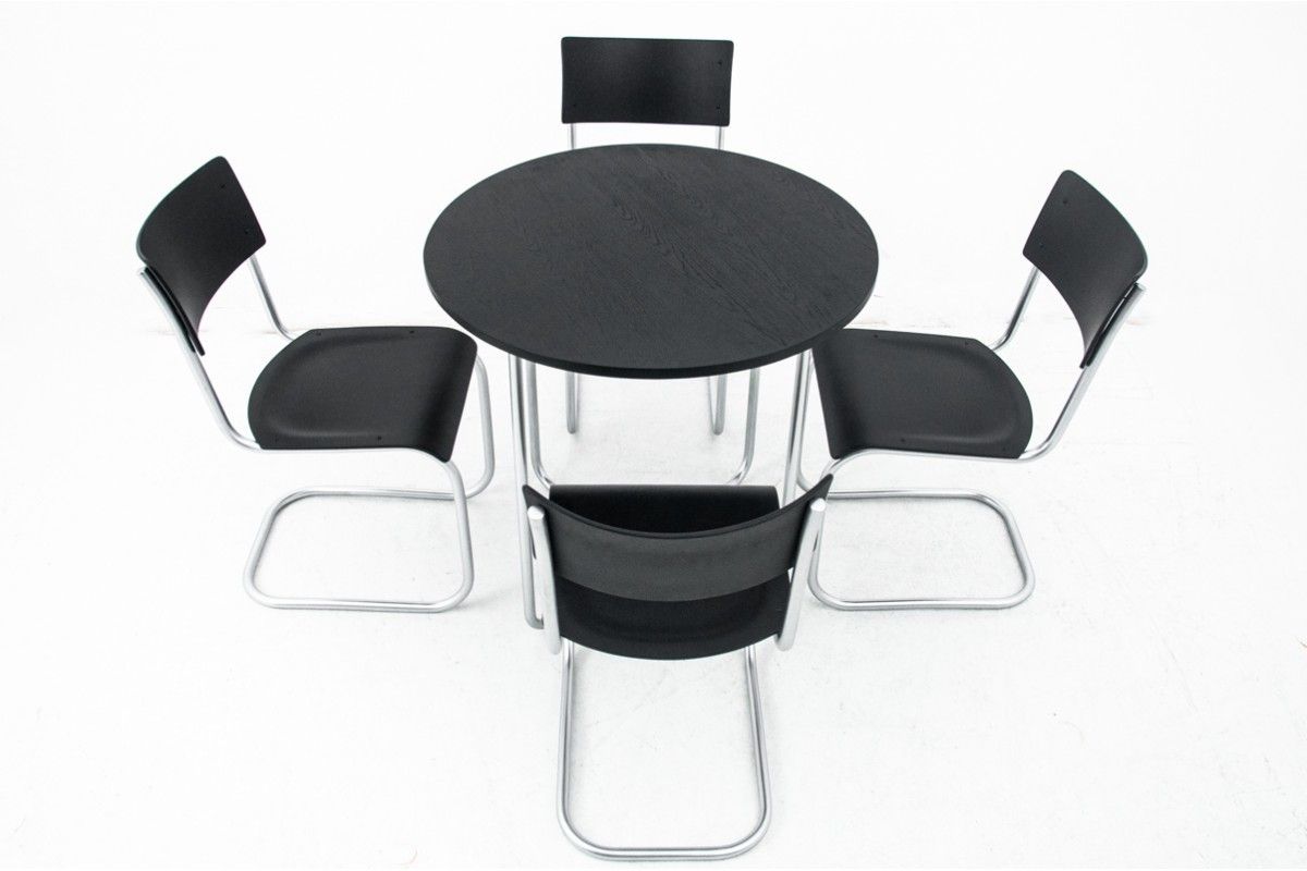 Dining Table Set With 4 Chairs By Mart Stam, Poland, 1930s
