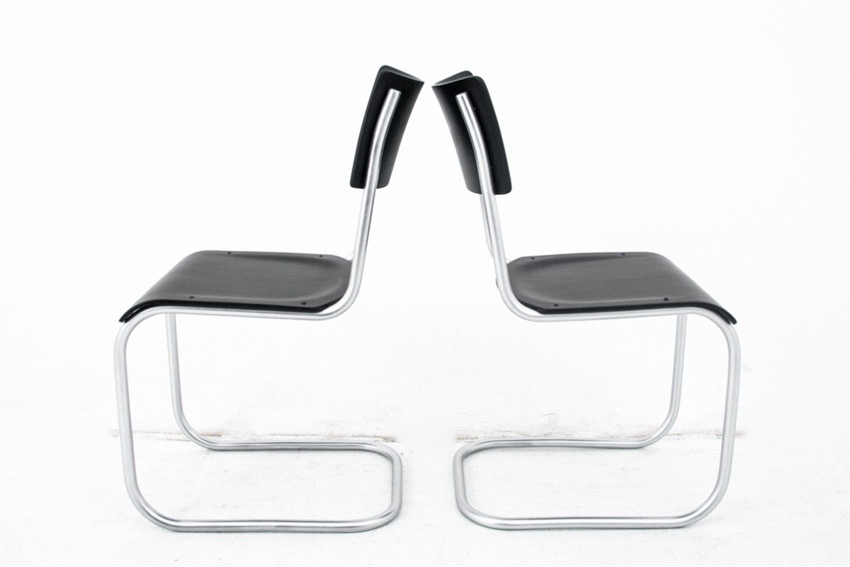 photo vintage Dining Table Set With 4 Chairs By Mart Stam, Poland, 1930s