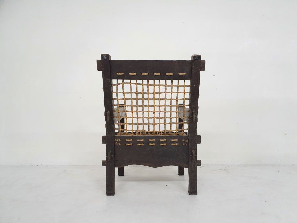 Unieke Loungestoel Van Massief Eiken En Touw, Nederland, Ca. Jaren 1960 photo Meubels