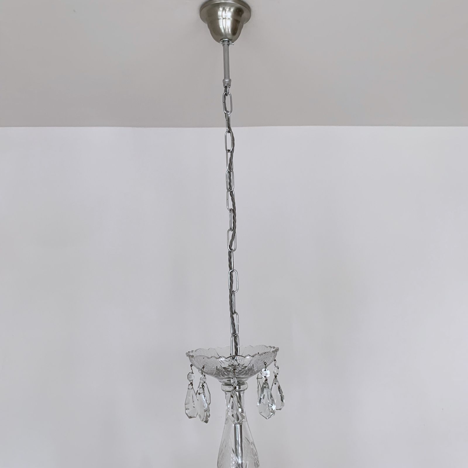 Large French Glass Swan Neck Chandelier With Cut Glass Details photo vinterior
