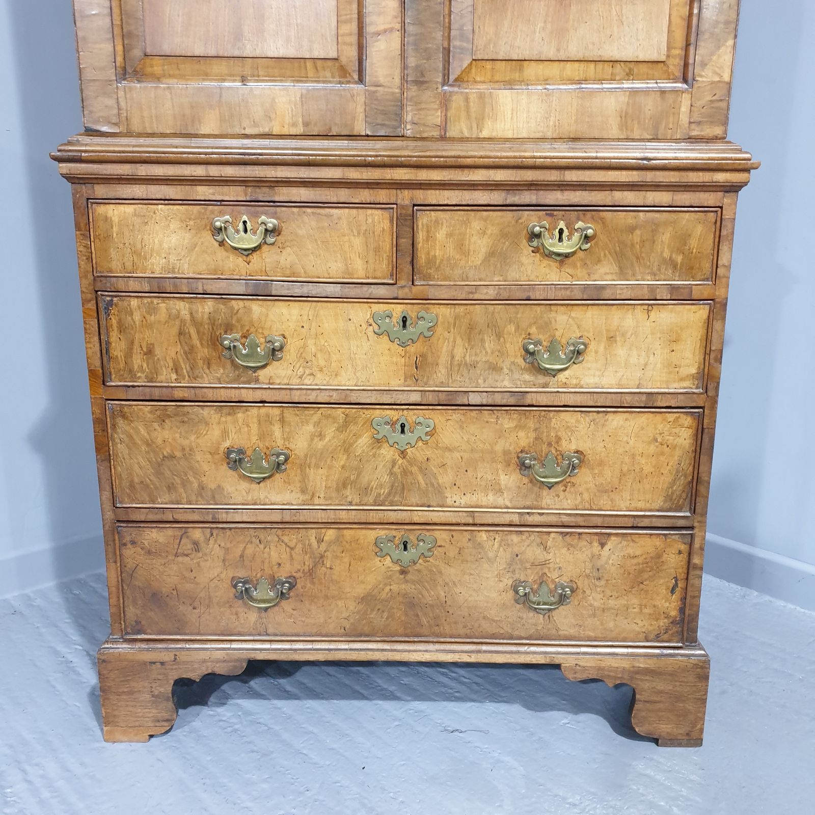 Superb George I Walnut Secretaire Chest Of Small Proportions photo for sale