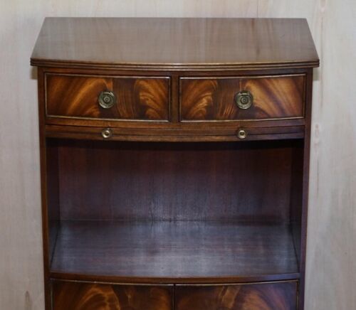 Pair Of Shaws London Bow Fronted Side Bookcase Tables + Butlers Serving Trays photo 1950.0