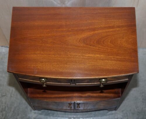Pair Of Shaws London Bow Fronted Side Bookcase Tables + Butlers Serving Trays photo buy