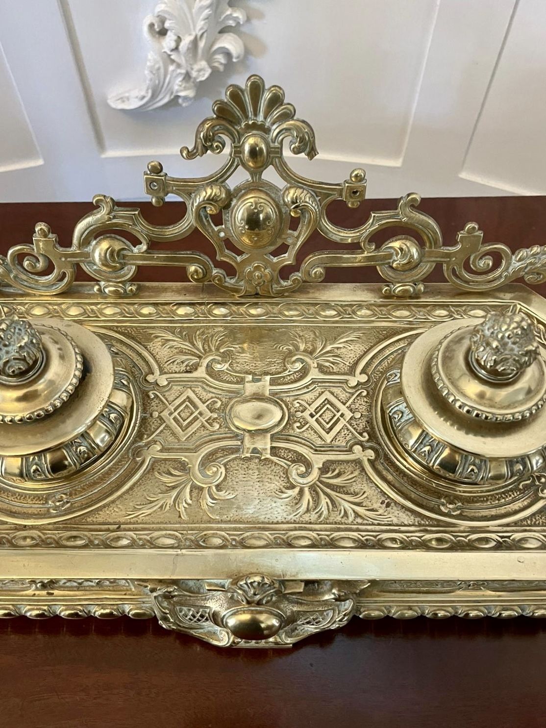 Magnificent Quality Antique 19th Century French Cast Brass Desk Set photo 1395.0