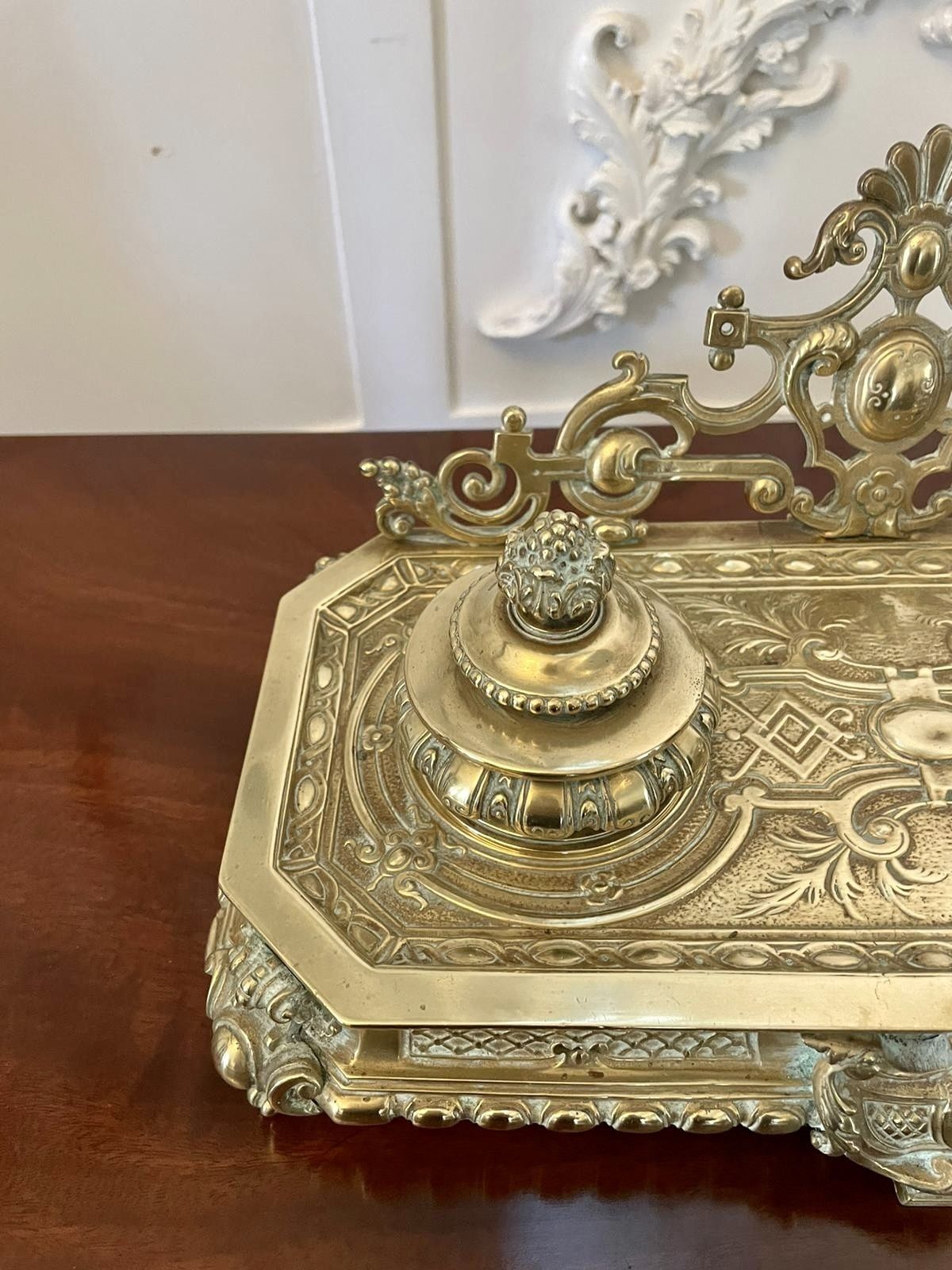 Home Decor Magnificent Quality Antique 19th Century French Cast Brass Desk Set photo