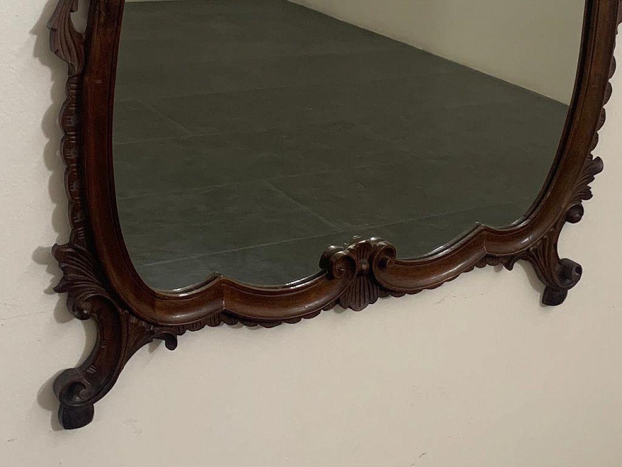 Baroque Style Mirror In Carved Wood, 1950s photo for sale