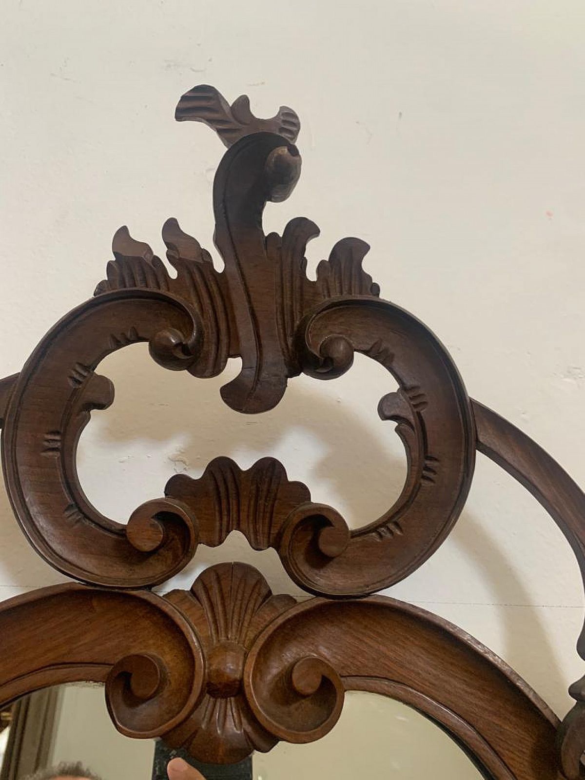 Baroque Style Mirror In Carved Wood, 1950s photo vintage