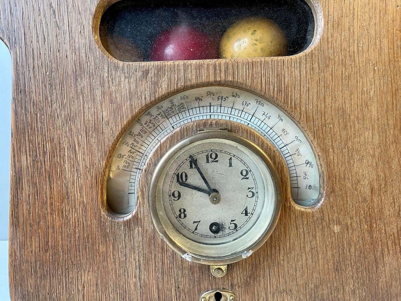 Antique Mechanical Billiard Clock In Oak With Timer By P. O. Pedersen Copenhagen photo Home Decor