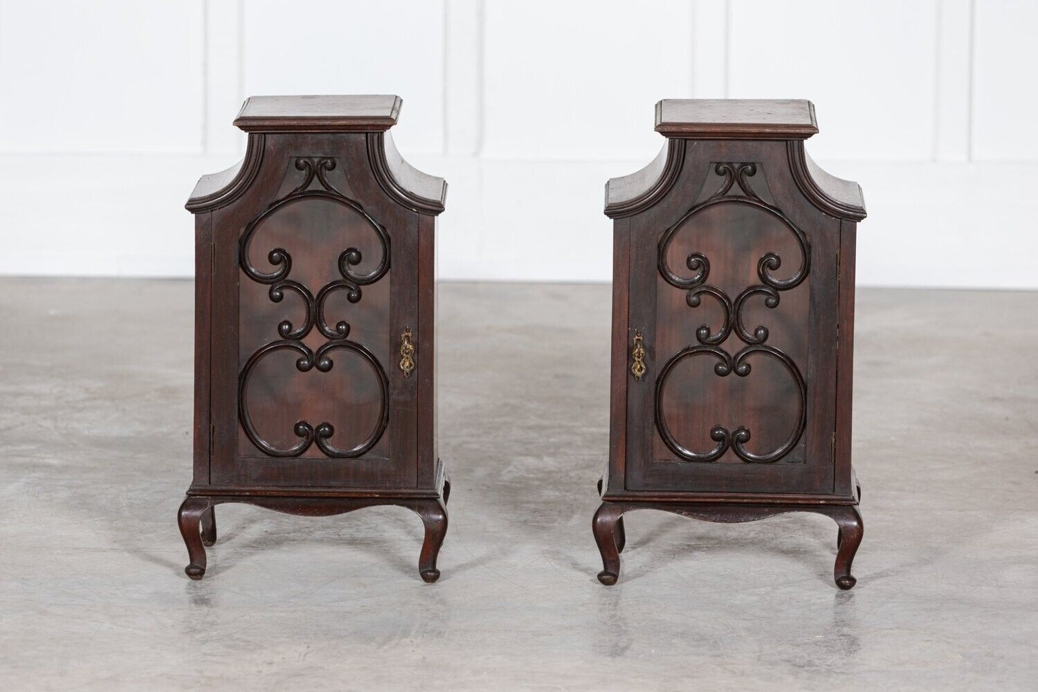 Pair 19thc English Mahogany Glazed Cabinets photo for sale