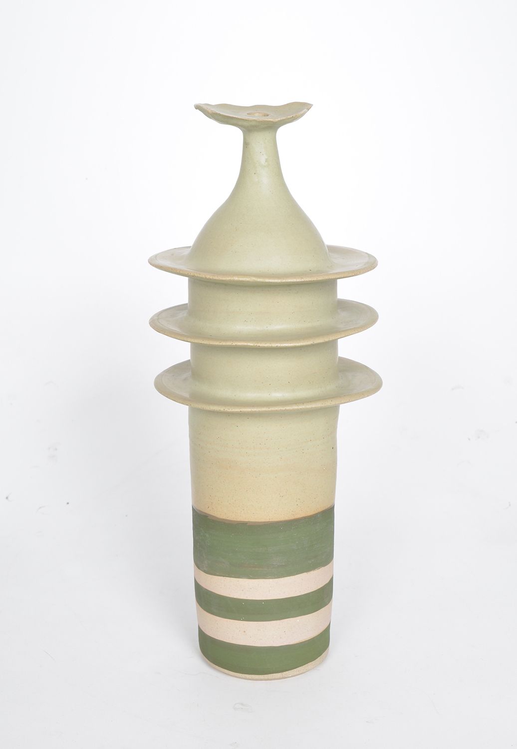 Abstract Studio Pottery Stoneware ‘Pagoda Pot’ By Alan Ashpool, England C.1970s Arts And Crafts Ceramics Midcentury
