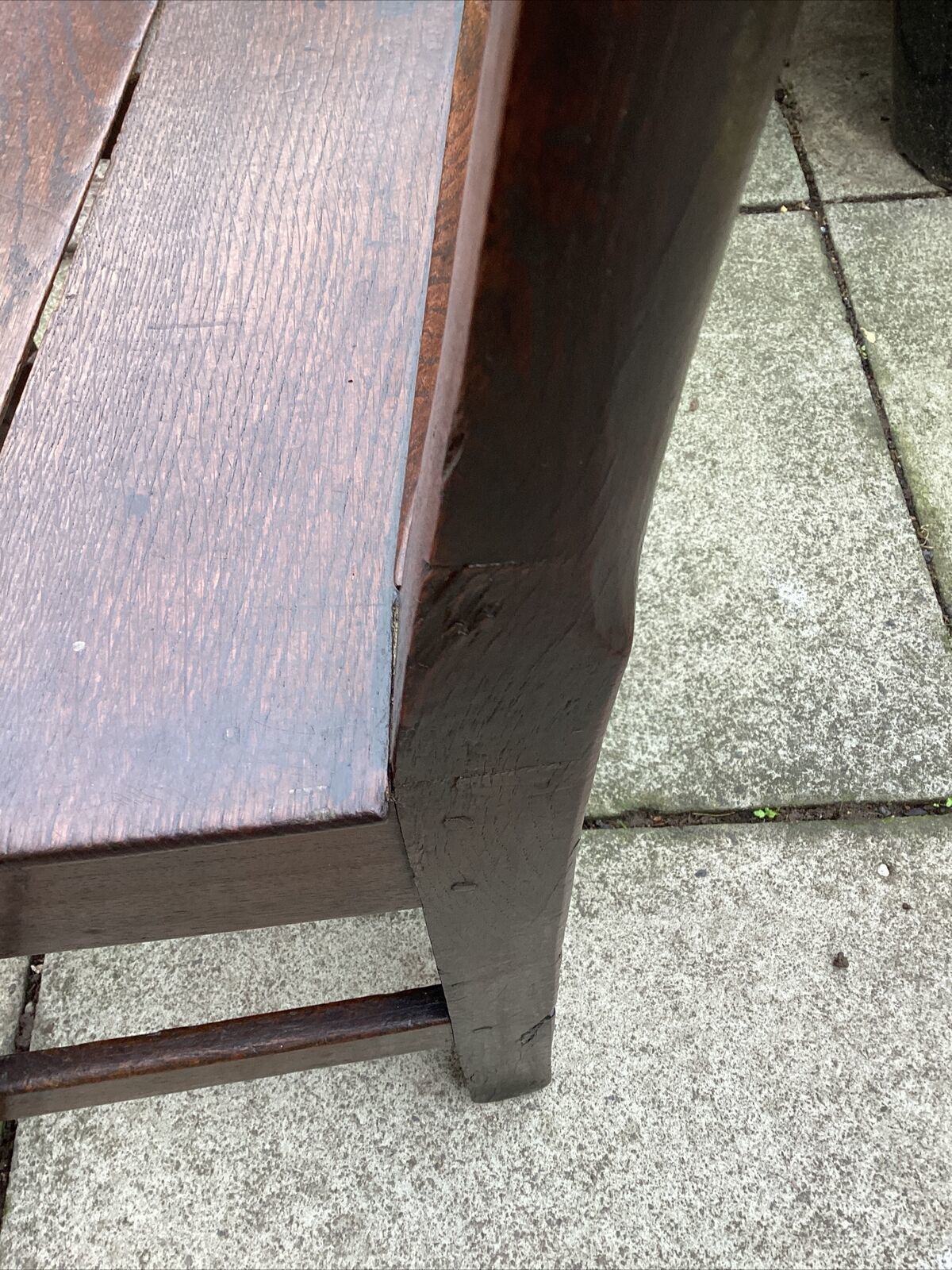 17th/18th C Primitive Oak Chair  Carved Splat Back photo vinterior