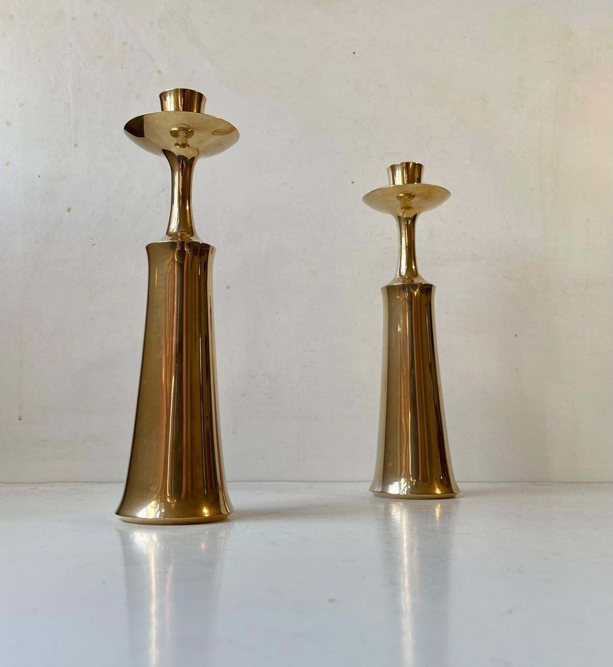 Large Danish Brass Candlesticks By Jens Harald Quistgaard, Ihq, 1960s photo for sale