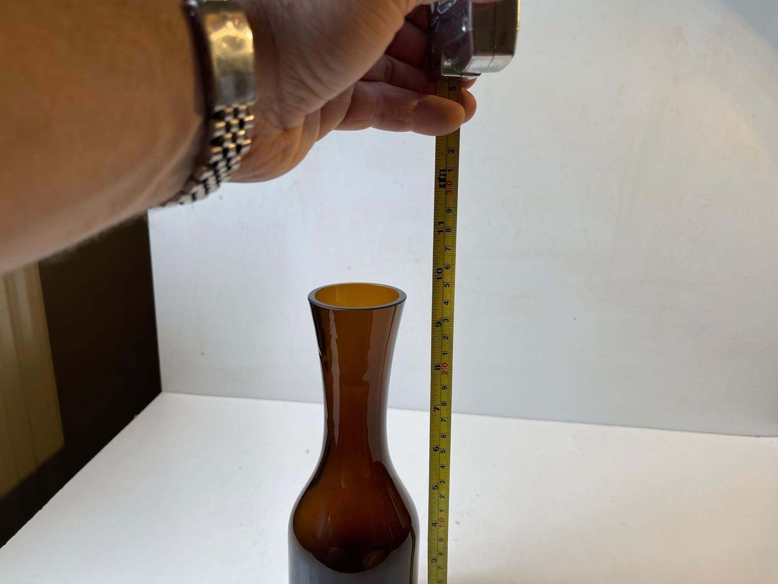 Midcentury Coffee Brown Glass Vase By Riihimaen Lasi Oy, Finland 1970s photo 281.0