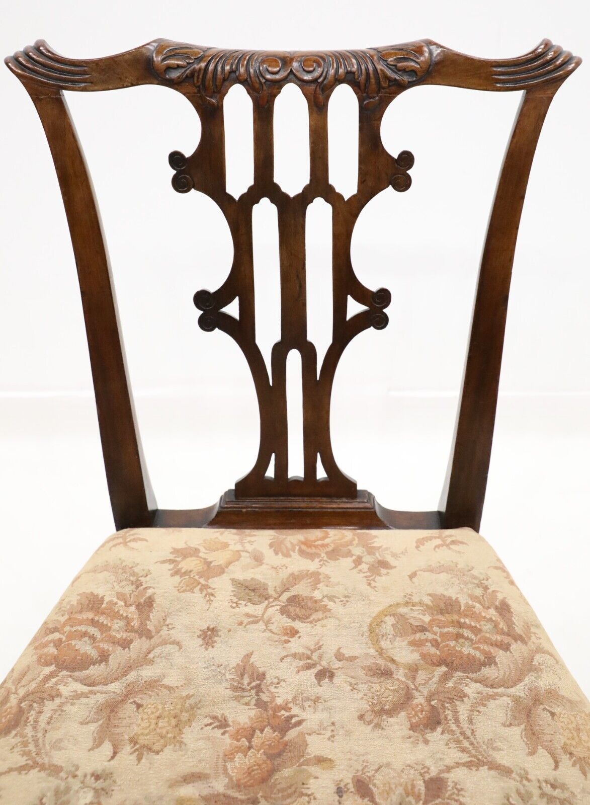 4 Chippendale Revival Dining Chairs Cabriole Legs Carved Back photo Furniture