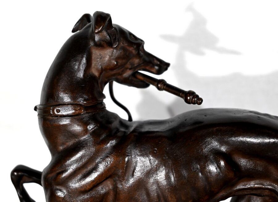 photo vinterior Subject In Cast Iron With Brown Patina The Greyhound  Late 19th Century