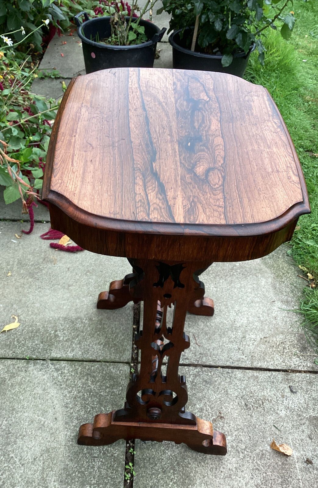 Beautiful Victorian Rosewood Sewing Work Table Ornate Legs Turned Stretcher photo 285.0
