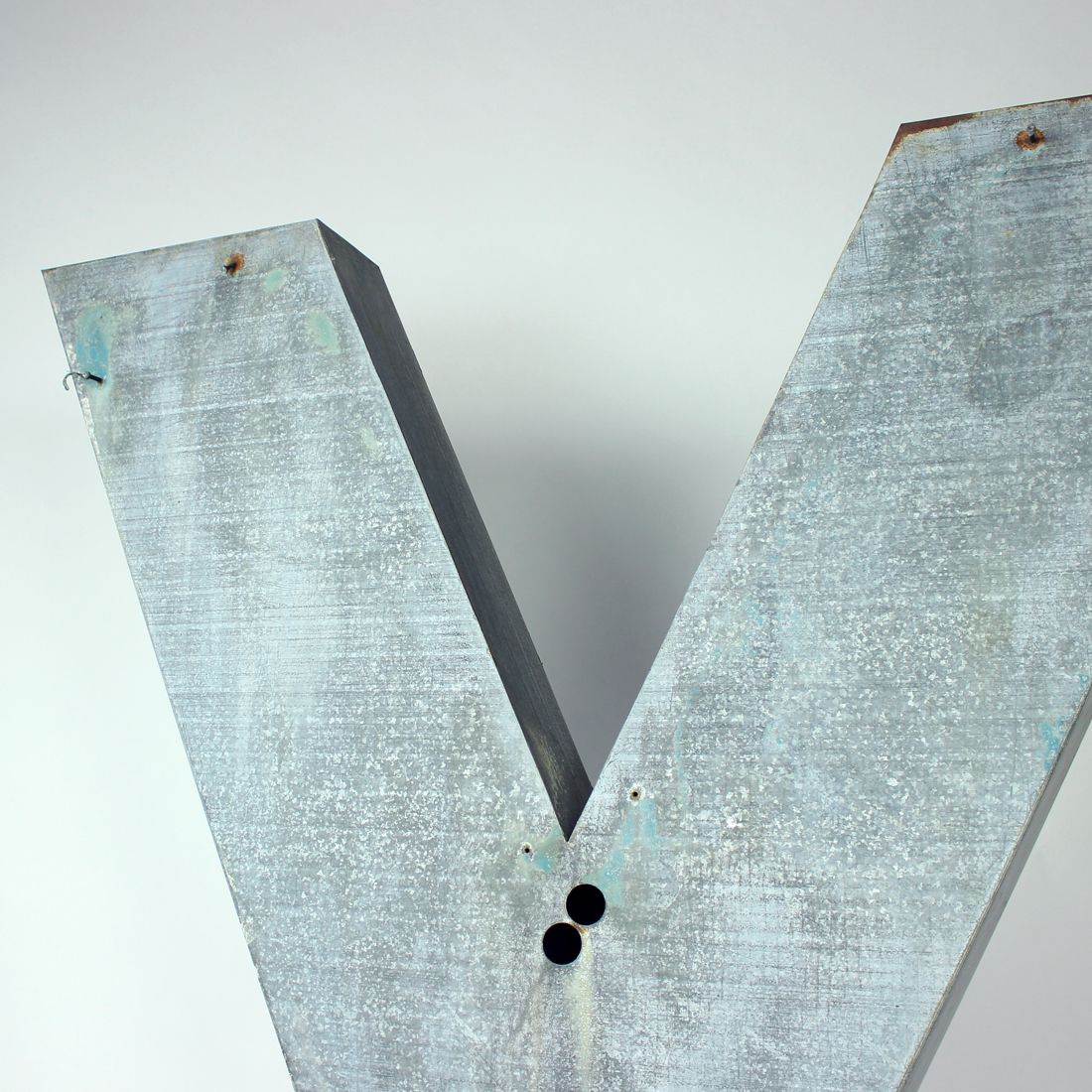 Huge Vintage Industial Zinc Letter Y, Czechoslovakia 1950s photo vintage