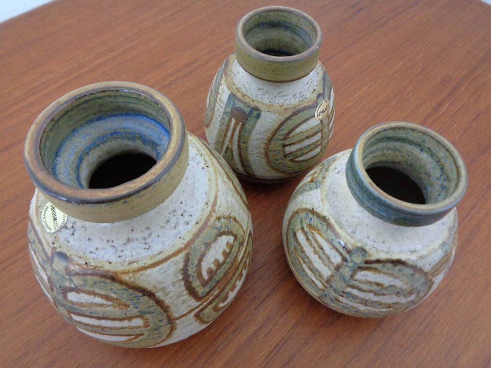 Danish Studio Ceramic Vases By Noomi Backhausen For Soholm Stentoj, 1970s, Set Of 3 photo Home Decor