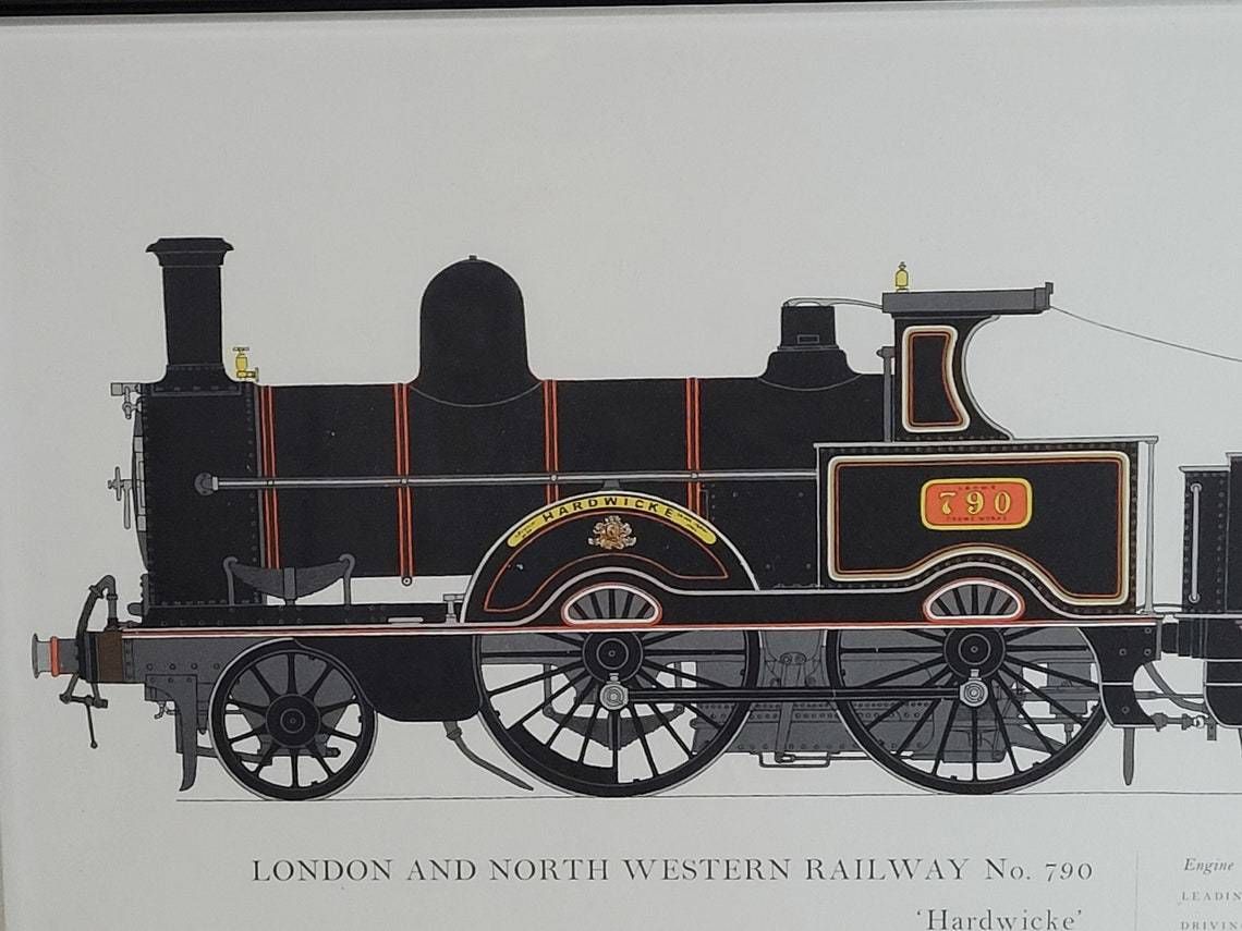 Mid Century London And North Western Railway No 790 Hardwicke Print In Original Frame William Fenton Lithograph photo furniture