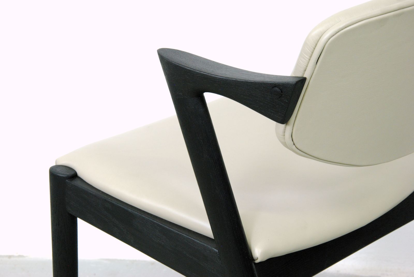 photo furniture Set Of 8 Fully Restored And Ebonized Kai Kristiansen Dining Chairs Inc. Custom Reupholstery 1960's