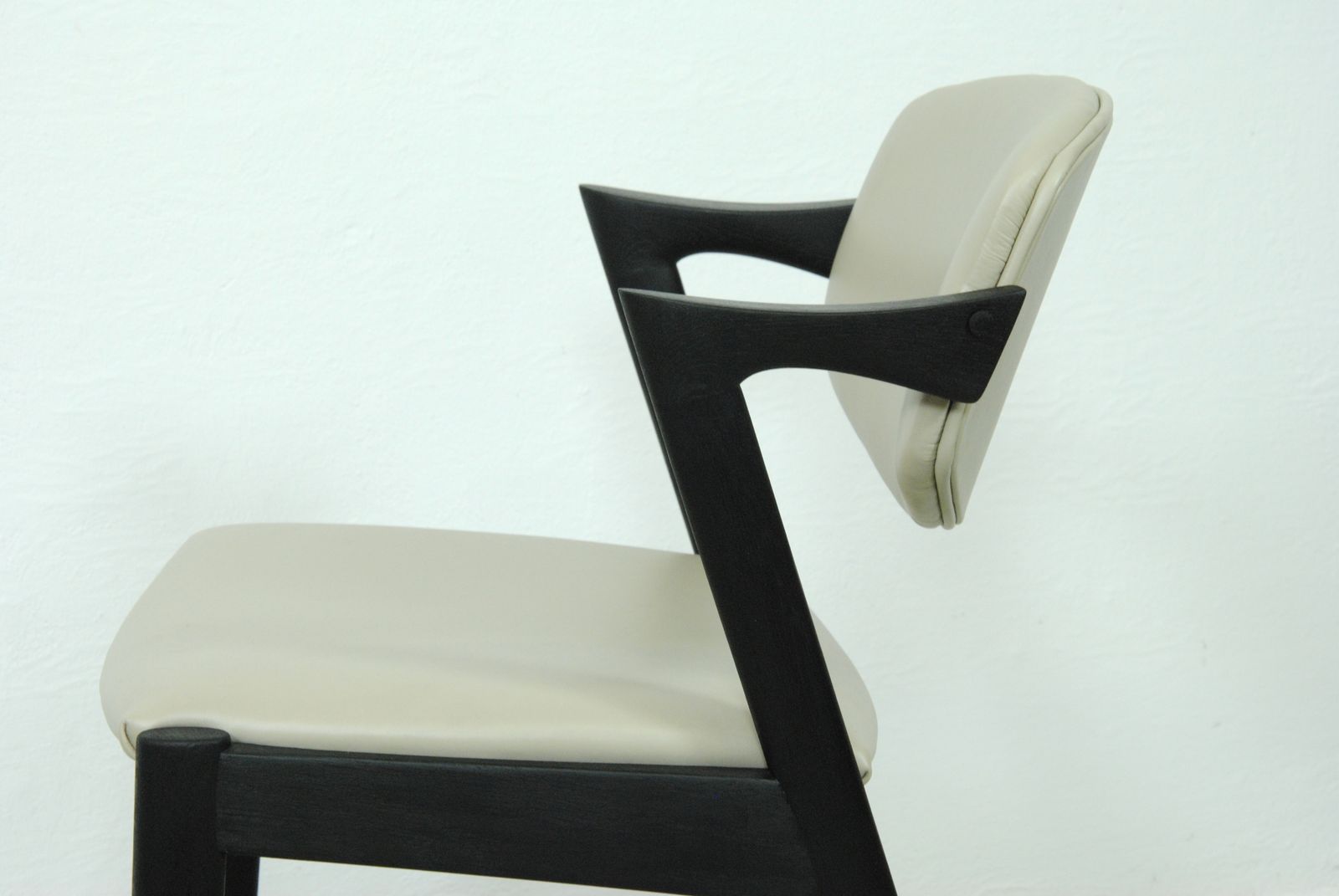 photo for sale Set Of 8 Fully Restored And Ebonized Kai Kristiansen Dining Chairs Inc. Custom Reupholstery 1960's