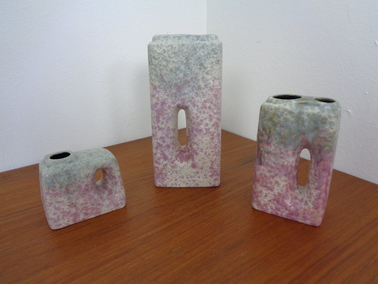 Pink Vases From ü Keramik, 1970s, Set Of 3 photo 306.0