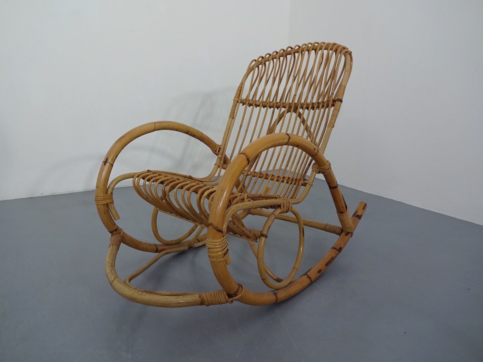 Mid Century Italian Bamboo Rocking Chair, 1950s photo Furniture