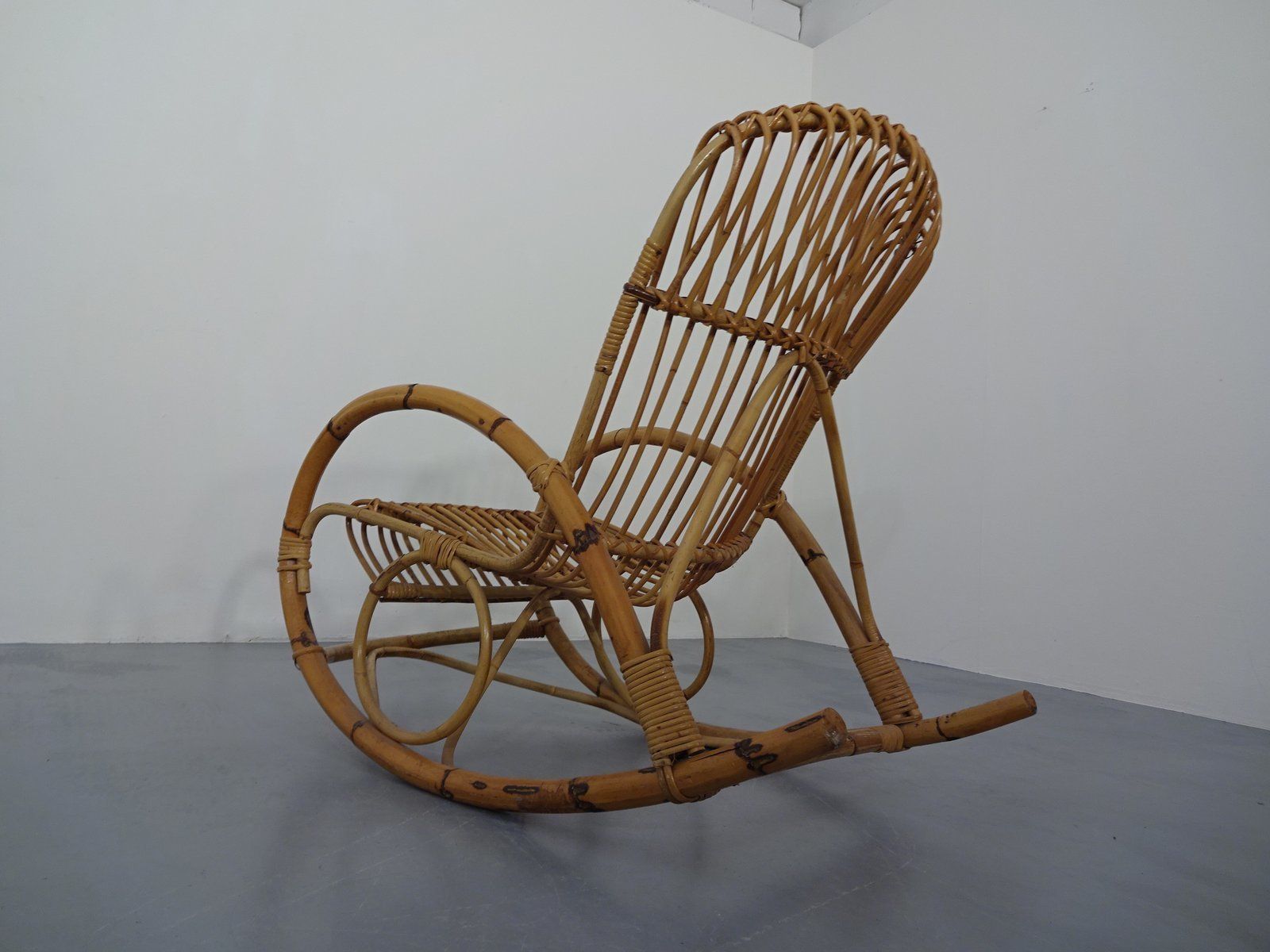 Mid Century Italian Bamboo Rocking Chair, 1950s photo vinterior