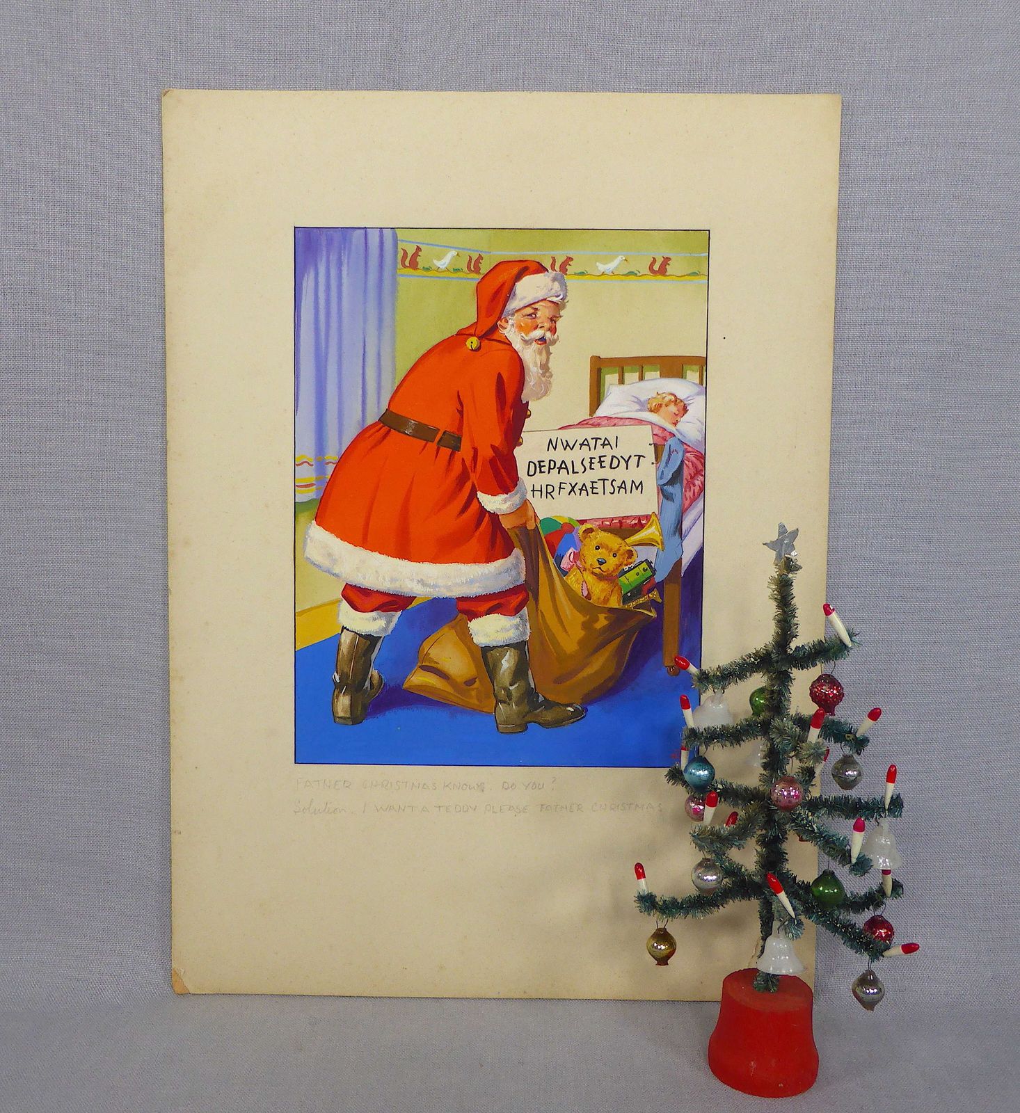 Original Watercolour Of Father Christmas
