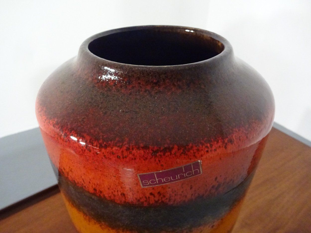 photo vintage Large Fat Lava Ceramic Vases From Scheurich, 1970s, Set Of 2