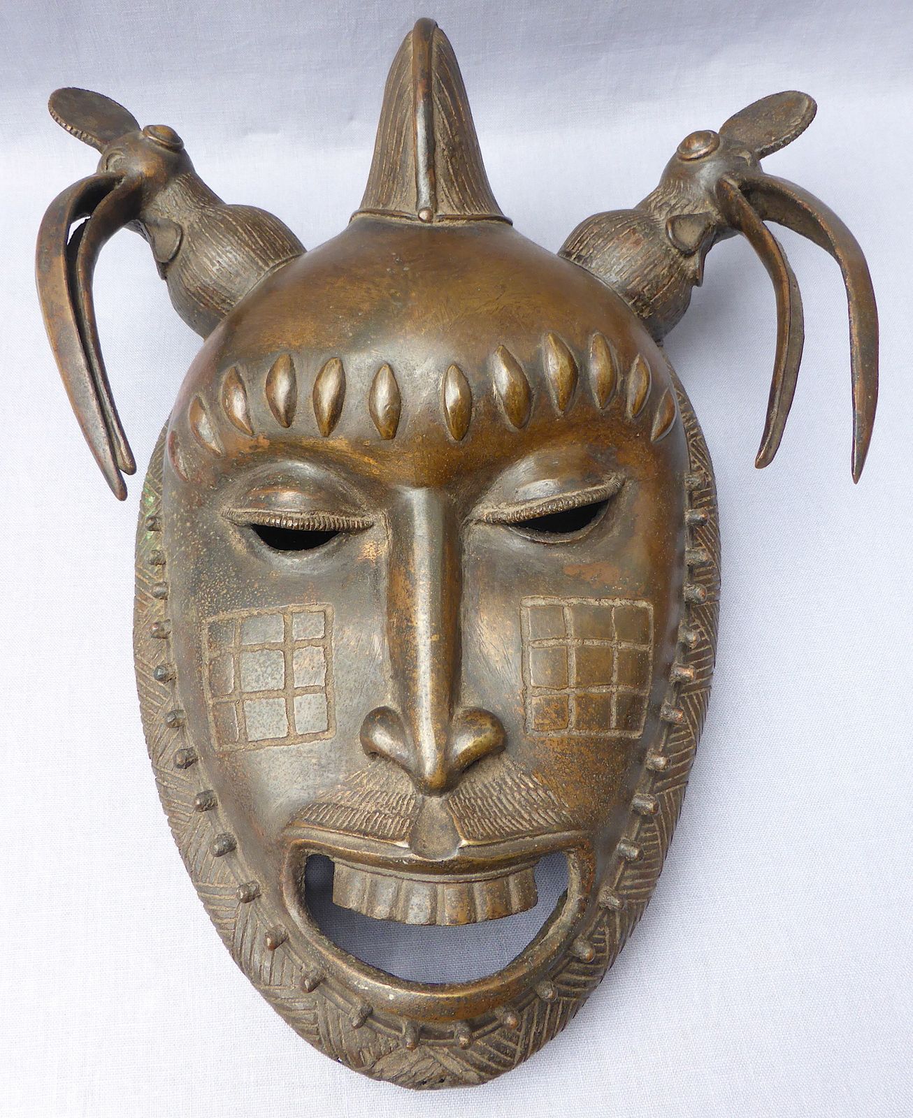 Bronze Baoule Ceremonial Portrait Mask Early 20th Century